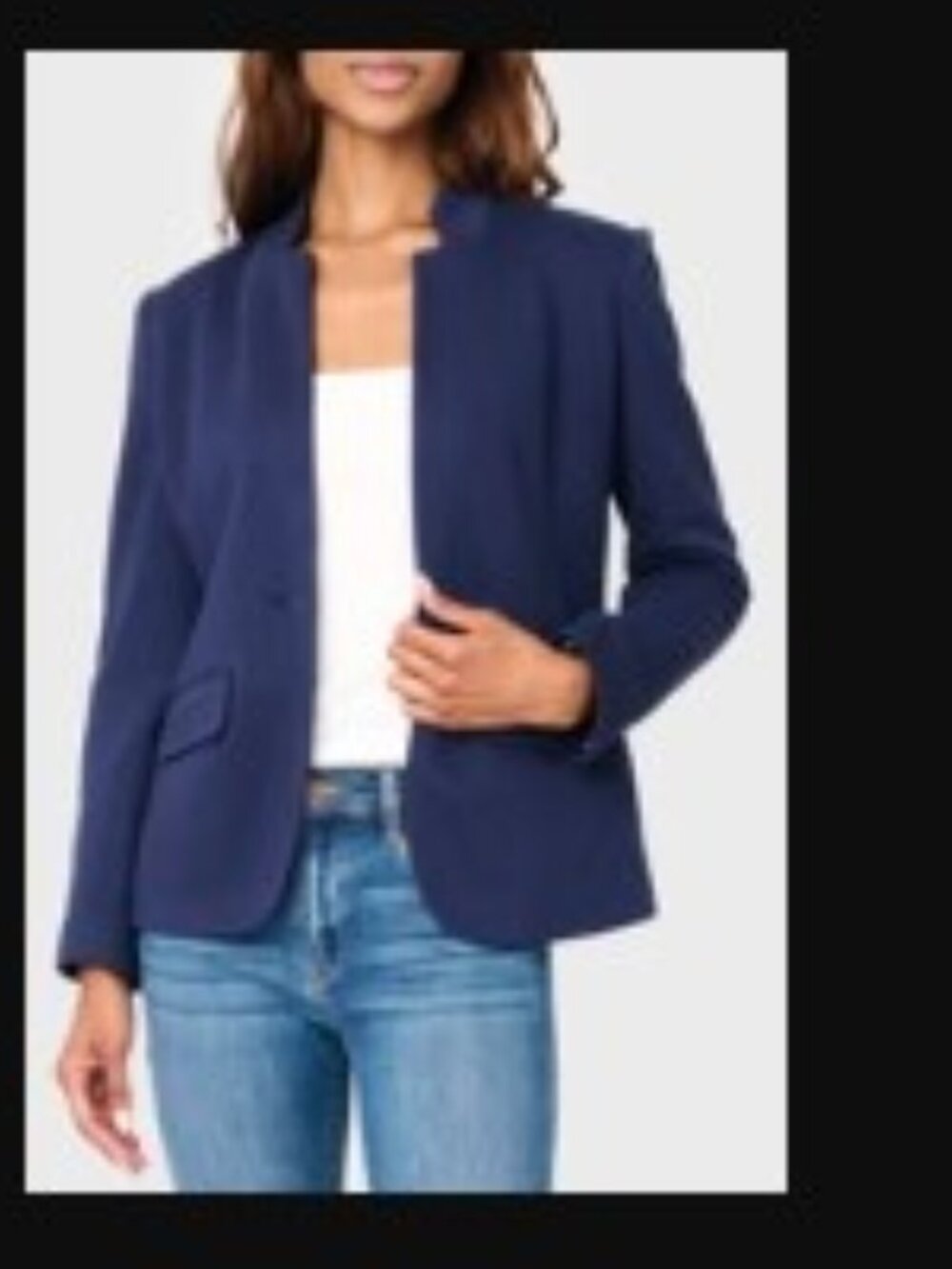 Tahari Arthur S Levine Blue Blazer Size 12 Open Front Structured Jacket